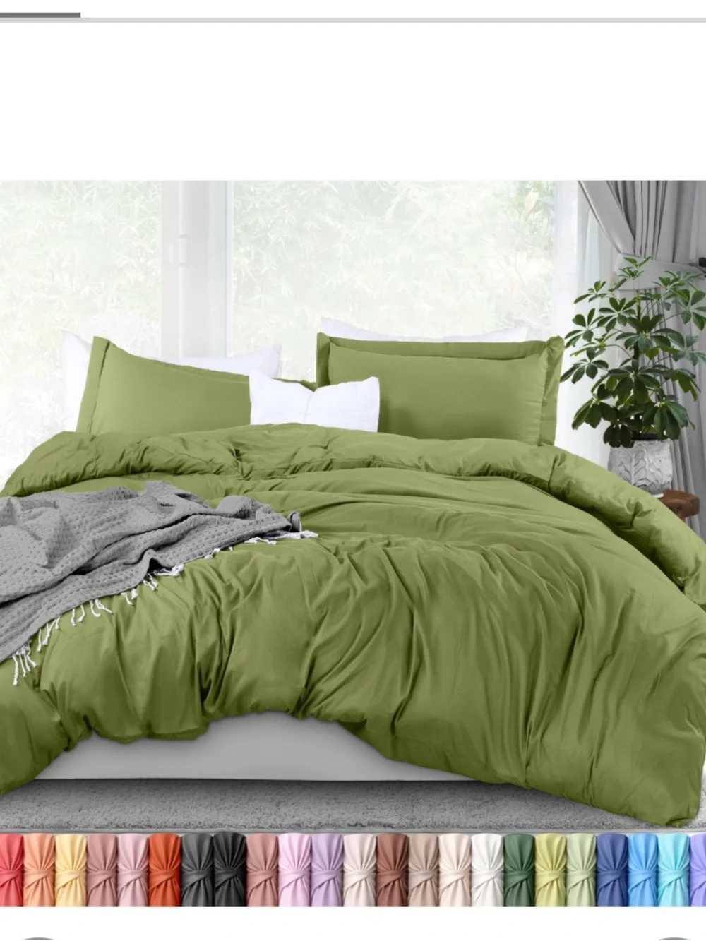 Duvet Cover 3Pc Set - Moss Green QUEEN SIZE